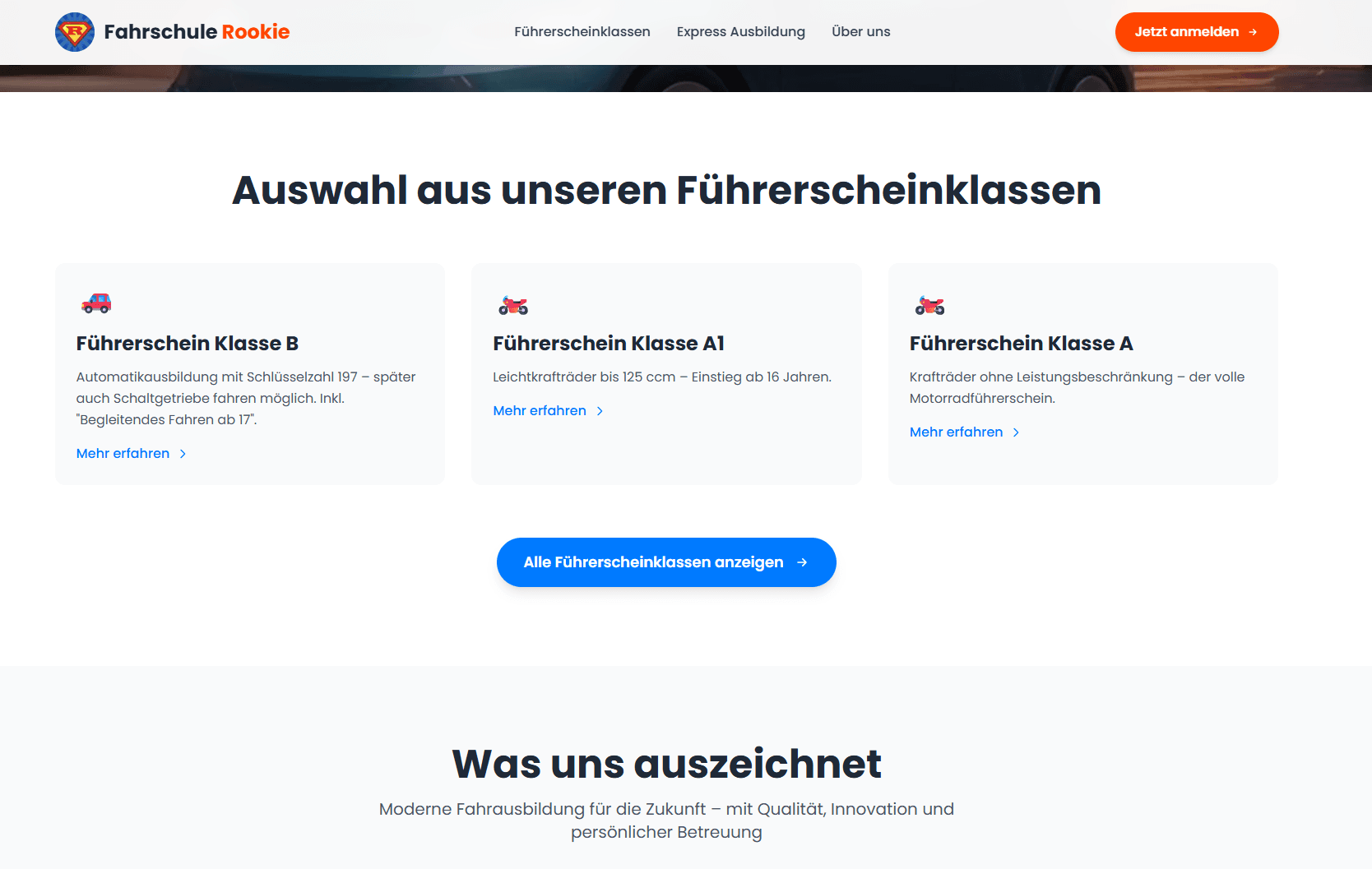 Fahrschule Rookie – Website Relaunch screenshot 1